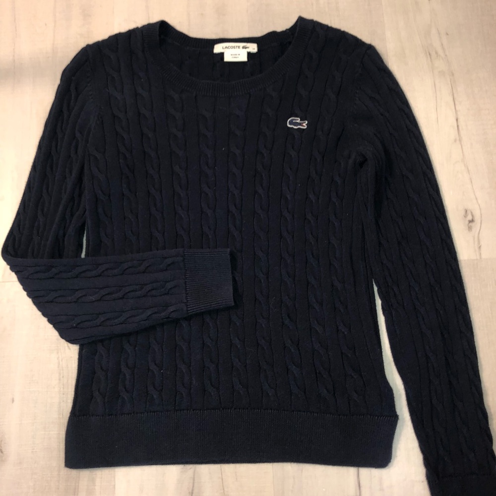 Navy Lacoste Cable Knit